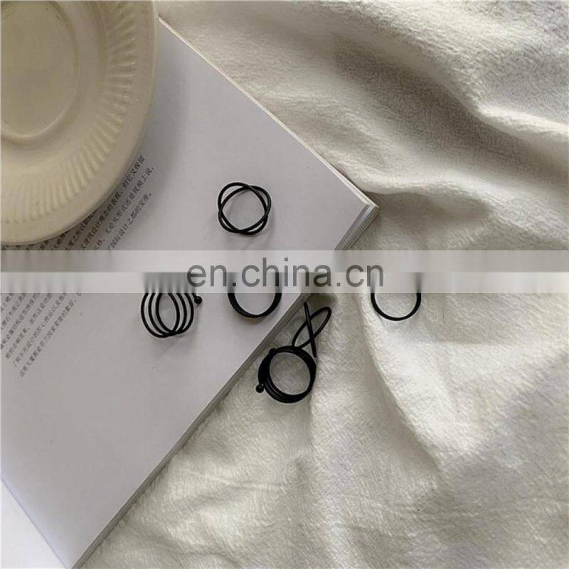 6Pcs/set Punk Finger Rings Minimalist Smooth Gold/black Geometric Metal Rings for Women Girls Party Jewelry Bijoux Femme