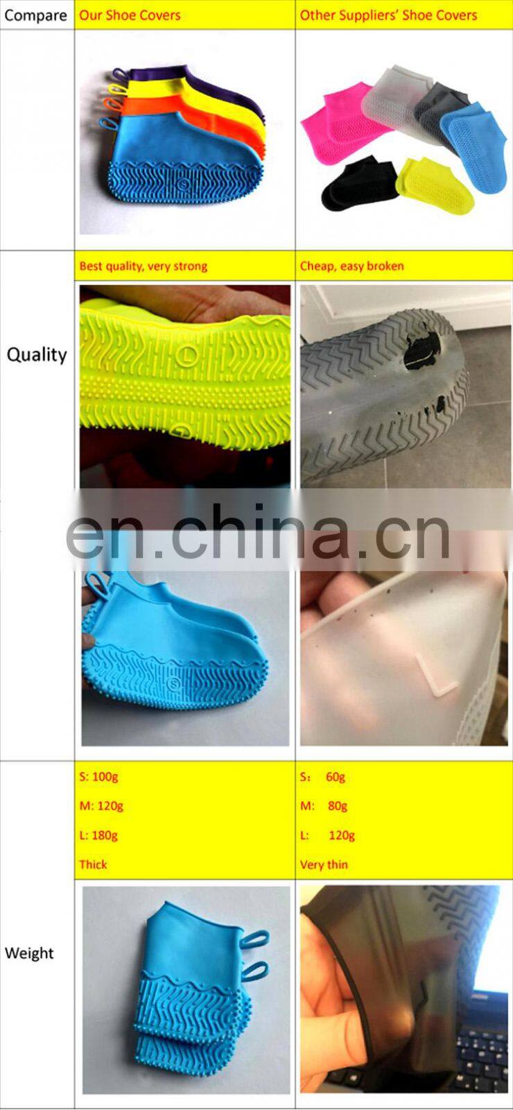 Amazon Top Sell Best Quality Unisex Reusable Shoes Protectors Waterproof Anti Slip Water Resistant Rain Silicone Shoes Covers