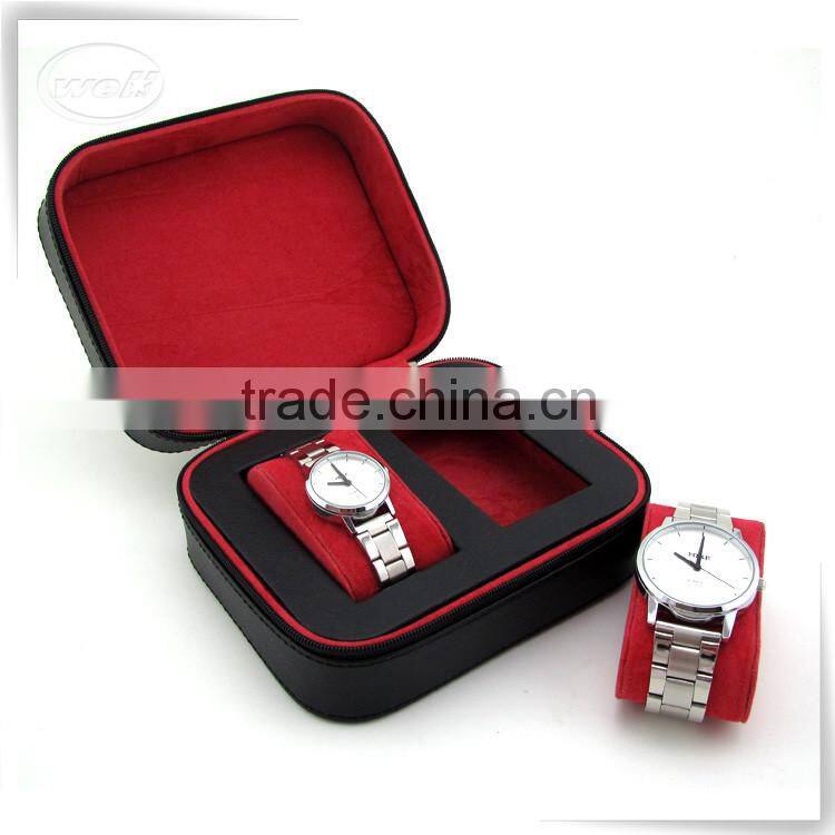 Luxury PU leather wrist watch case with cushion
