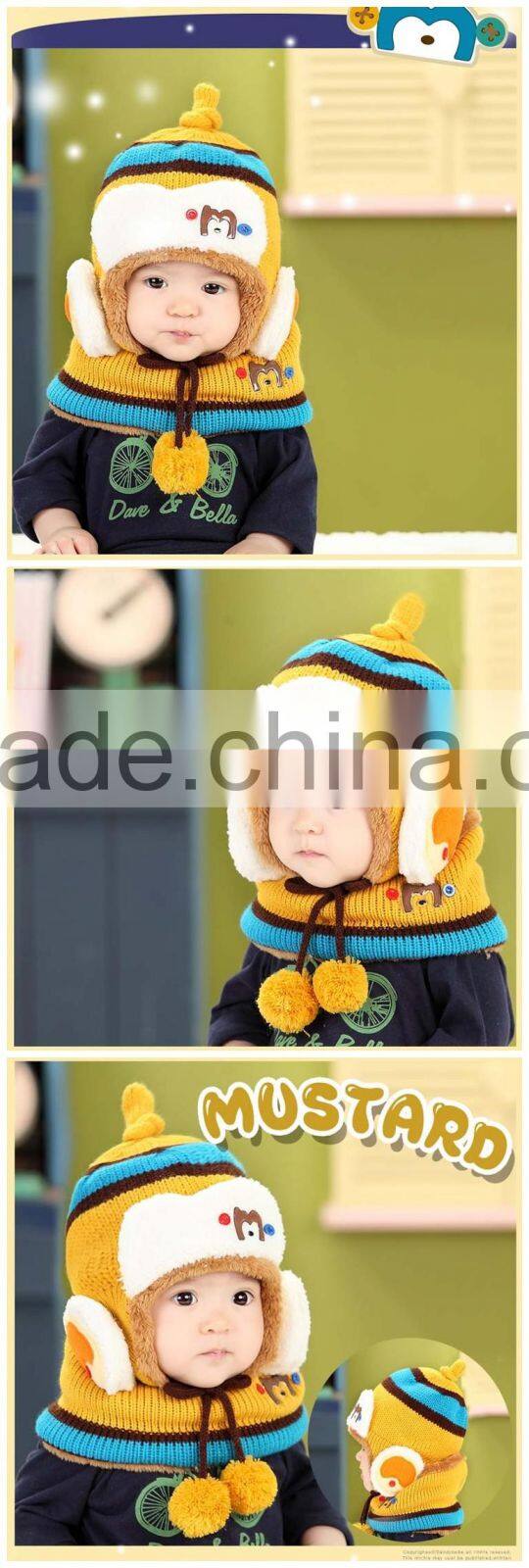 Wholesale Fashion Korea Striped Knitting Baby Winter Hat Scarf Set Beanie