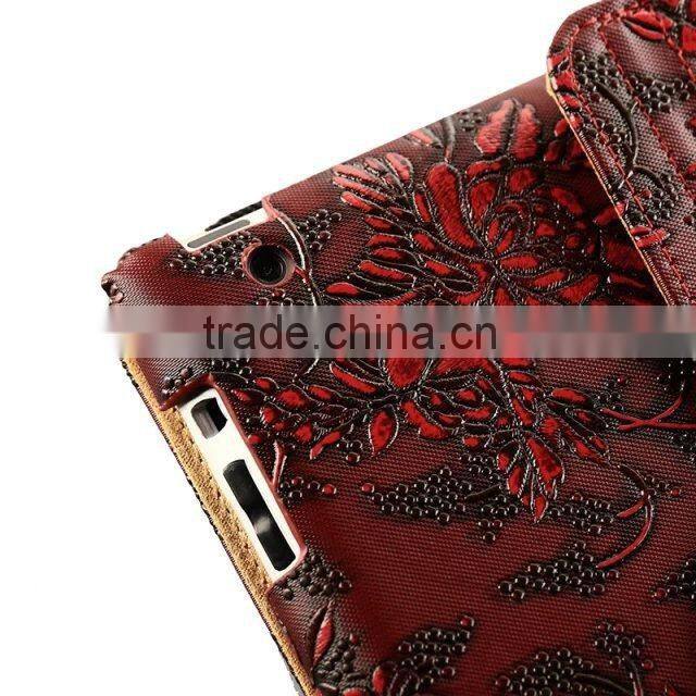 Flower 360 rotate stand leather case For iPad 6