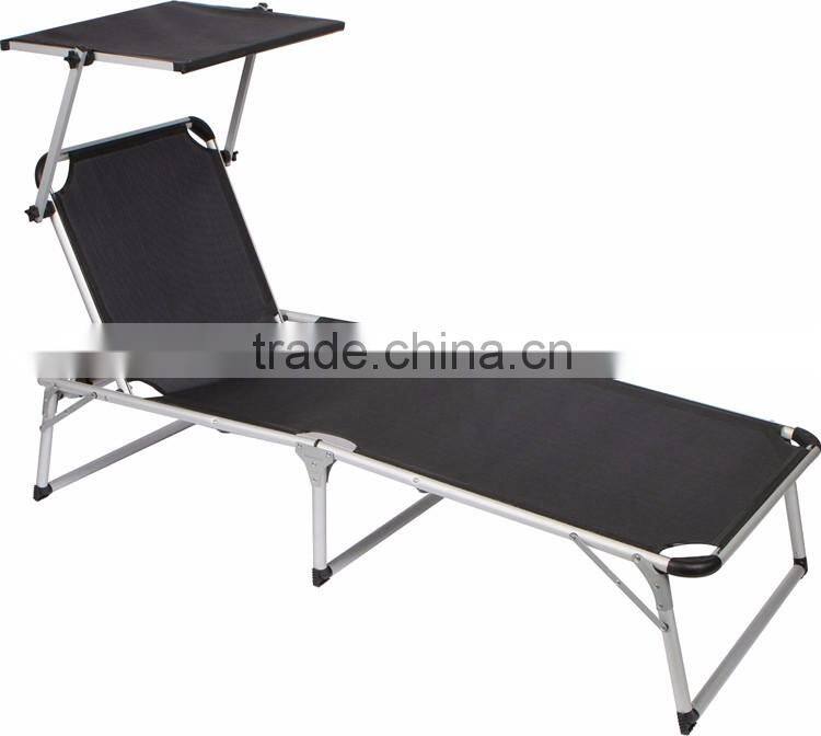 Classic Lounge Furniture Folding Aluminum Back With Chaise Lounge Pool Outdoor Lounge Chair With Canopy