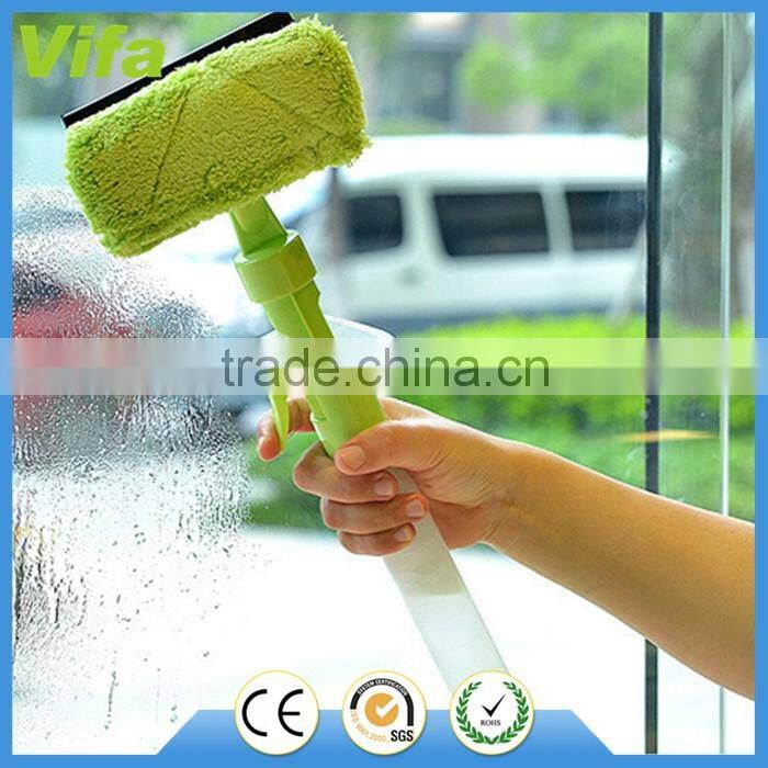 two-sides plastic window cleaning with water spray