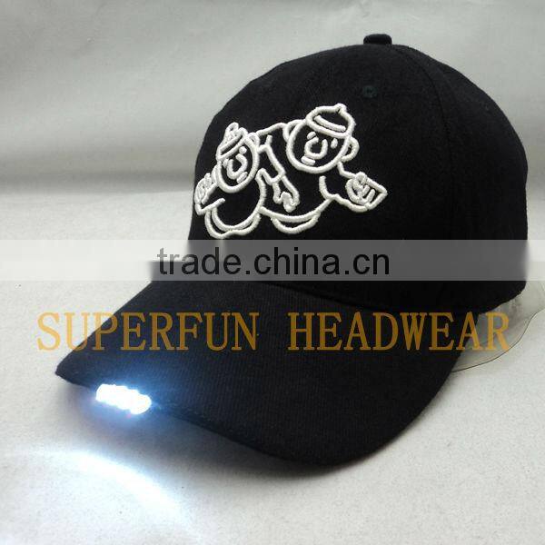 manufacturer supply customized 3D embroideried logo 4 LED lighting hats