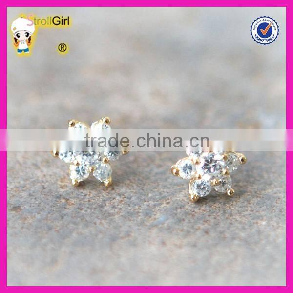 Fashion hot faceted green onyx gold plated stud earrings