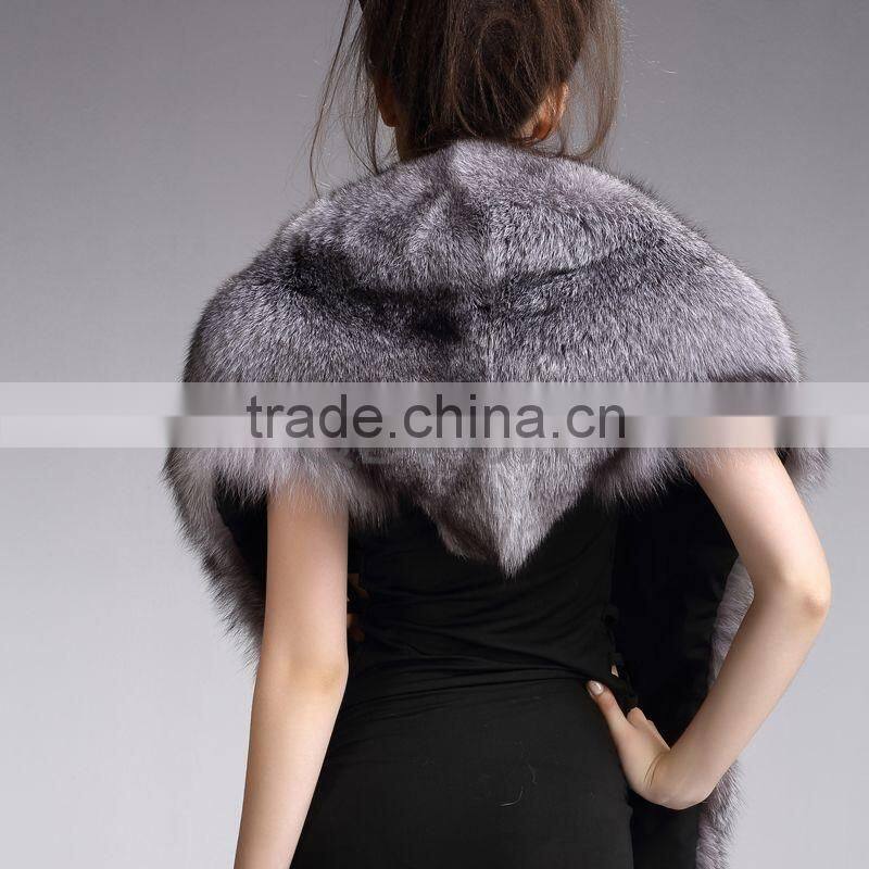 QD29240 Genuine Silver Fox Fur Shawl
