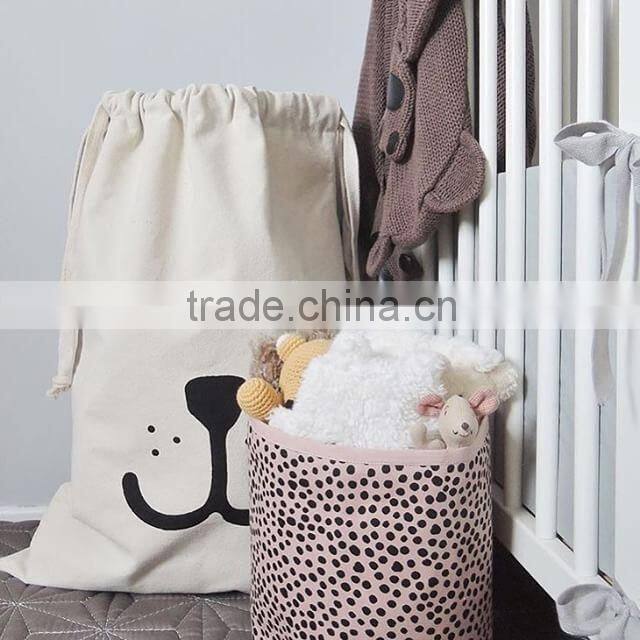 China Factory Supply Custom Cartoon Print Canvas Drawstring Bag