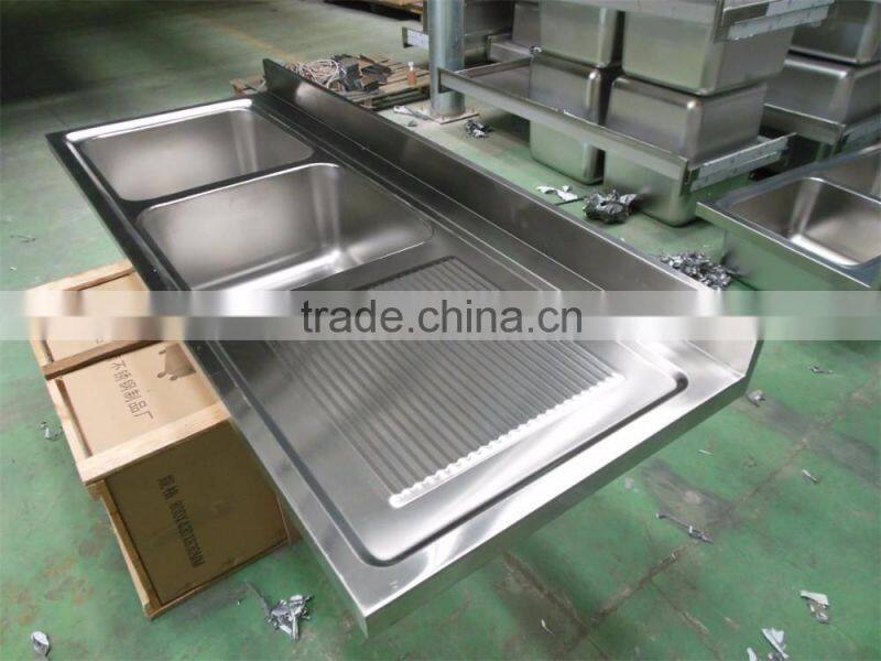 Restaurant Hotel Industrial Kitchen Equipment Custom Stainless Steel Kitchen Sink with Drain Board