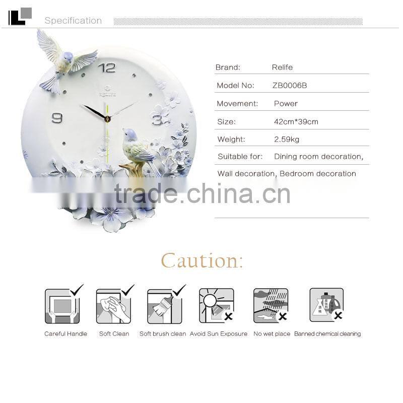 High quality Relief embossed delicate family decor mini clock/