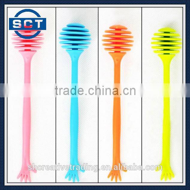 Plastic Long Handle Spiral Head Honey Sugar Dipper Stirrer Stick
