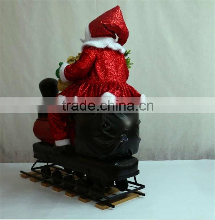 XM-A6131 Outdoor 55 inch giant christmas inflatable santa train ornament with gifts and lighted tree