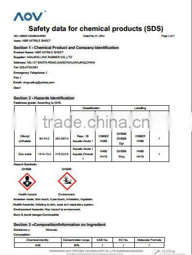 Nitrile NBR rubber sheet self adhesive one side