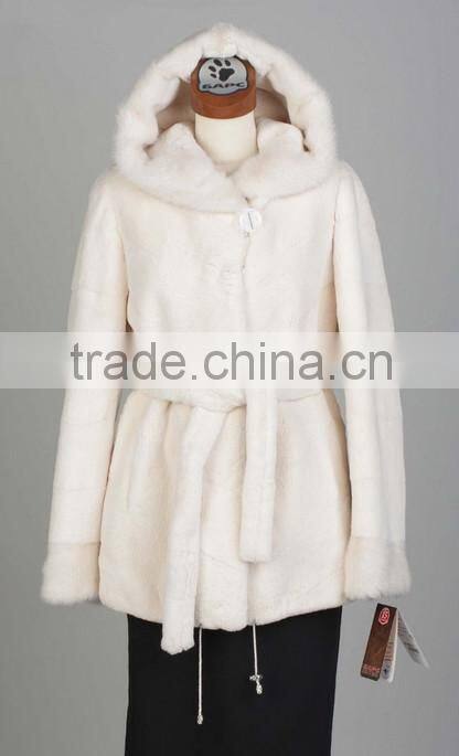 rex14065 hot design elegant rex rabbit fur coat white with belt
