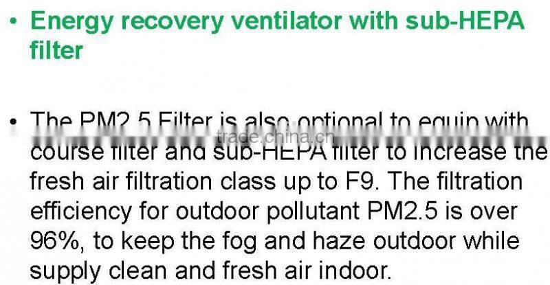 High Level Filter HRV against Air Pollution, Energy Recovery Ventilator