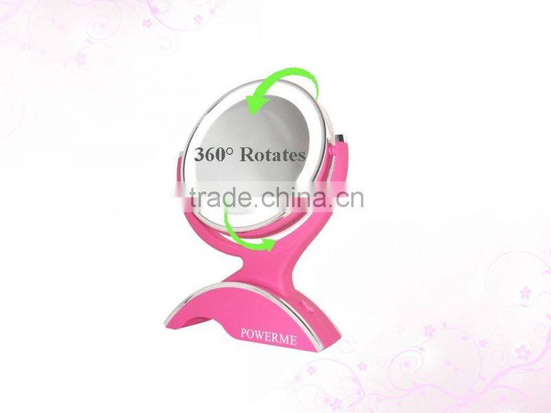 Double sided Wood Like Makeup Mirror with LED Light