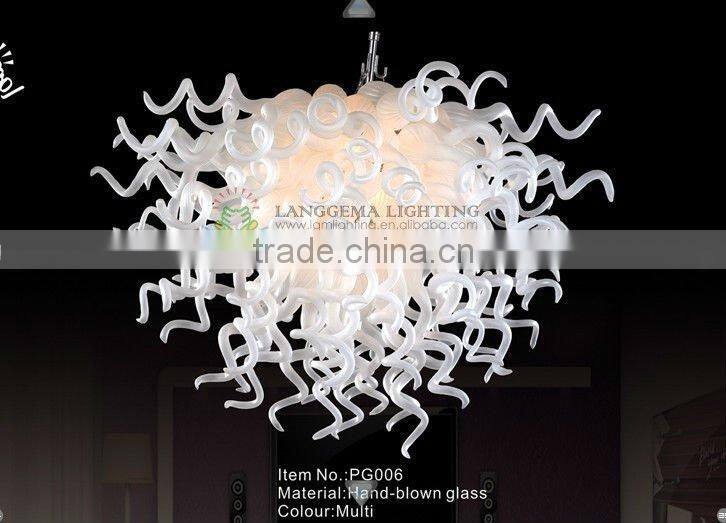 White modern artificial hand-blown art glass pendant lamp PG006