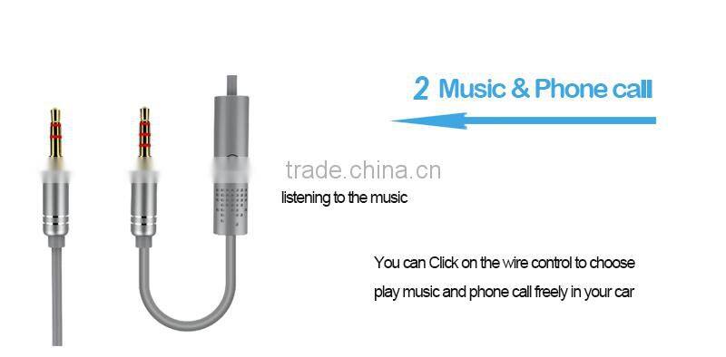 3.5mm male to male with volume control stereo cable for apple iphone samsung galaxy HTC smartphones