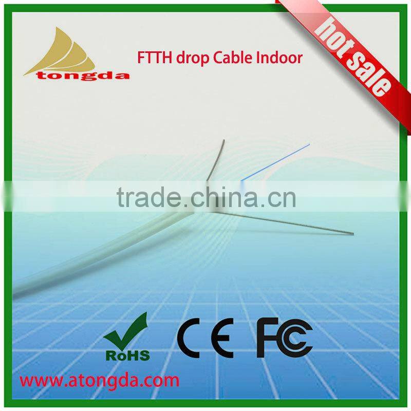FTTH Drop cable indoor optical 1 core G657A no messenger FRP parallel LSZH jacket 2.0x3.0mm