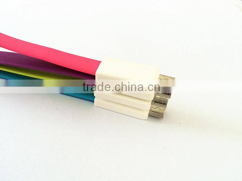 Colorful V8 Connection Flat Micro USB Cable, jelly flat micro usb charging cable for mobilephone