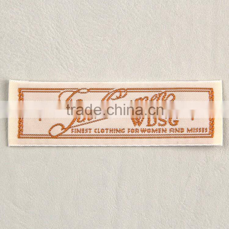 Free design custom light brown thread woven tag for women's garments