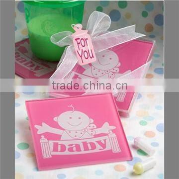 Wholesale square glass photo frame coaster for baby shower
