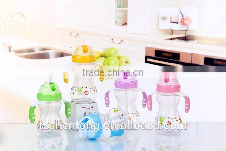 Kids straw with PP handle portable plastic drinking water bottle