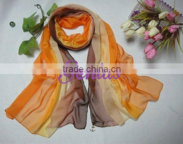Custom design silk scarf Gradient Silk Scarf and shawel