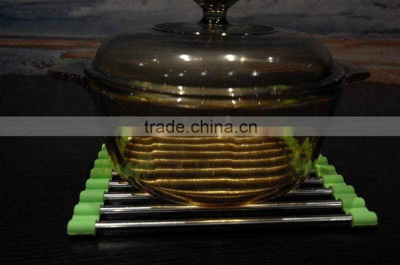 New pot holder Stainless steel folding silicone pad pad anti hot insulation pad