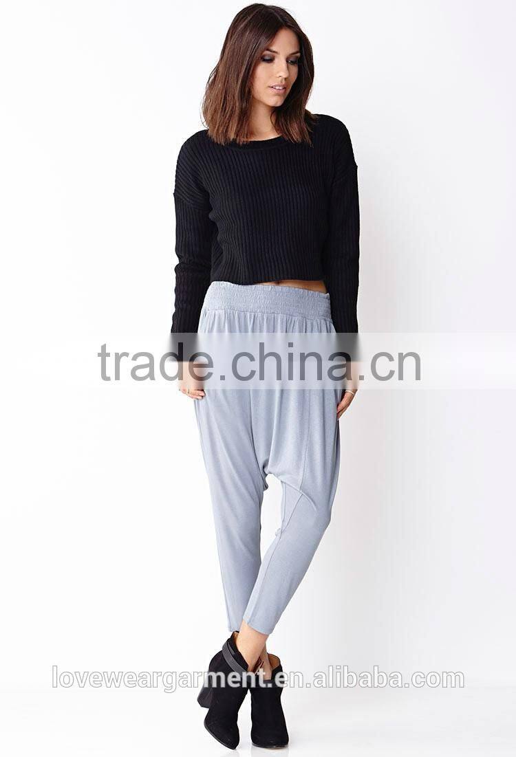 Women high waist blank loose harem trousers wholesale for summer