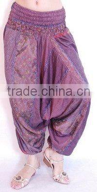 2103 Vintage Silk Saree Aladdin Pants baggy trousers for women sari Pantalon Trouser