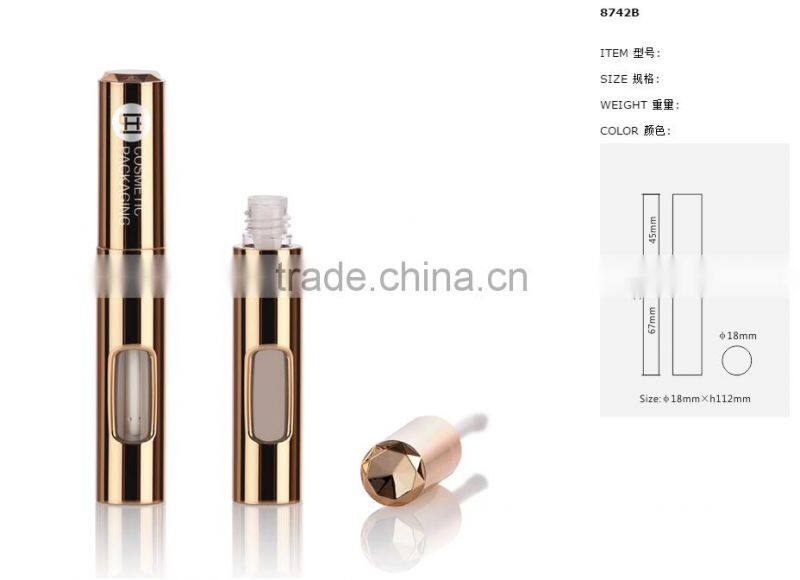 Newest design empty round frosted double end lip gloss packaging