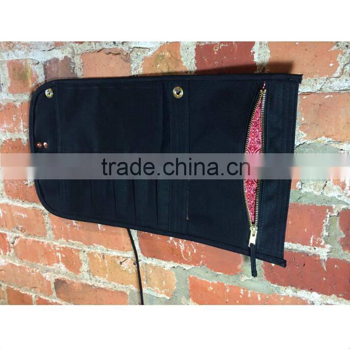 Custom Waxed Canvas Tool Roll with Zipper Pocket Wholesale