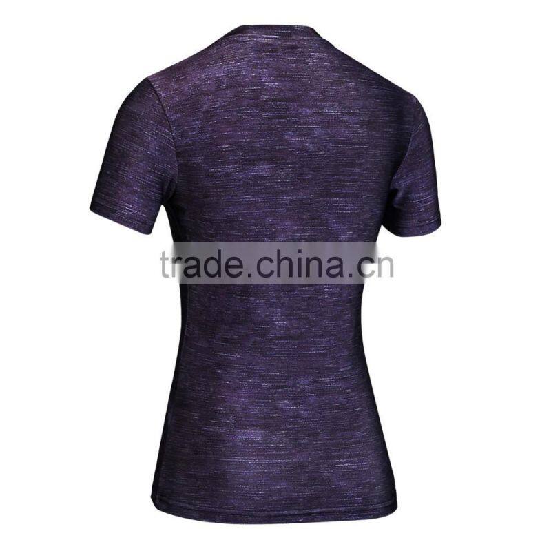 Customize digital printing t-shirt manufacturing polyester/spandex short sleeve with printing women dry fit t-shirt wholesale
