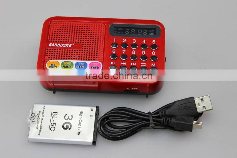 2015 best selling D-65E FM radio portable speaker with SD card slot