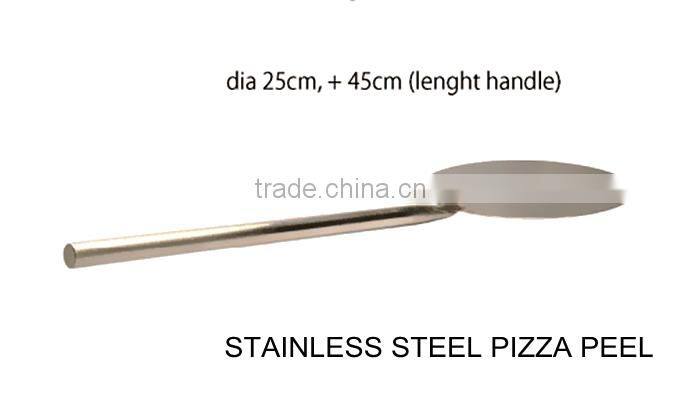 Stainless steel round shaped pizza peel in baking equipment