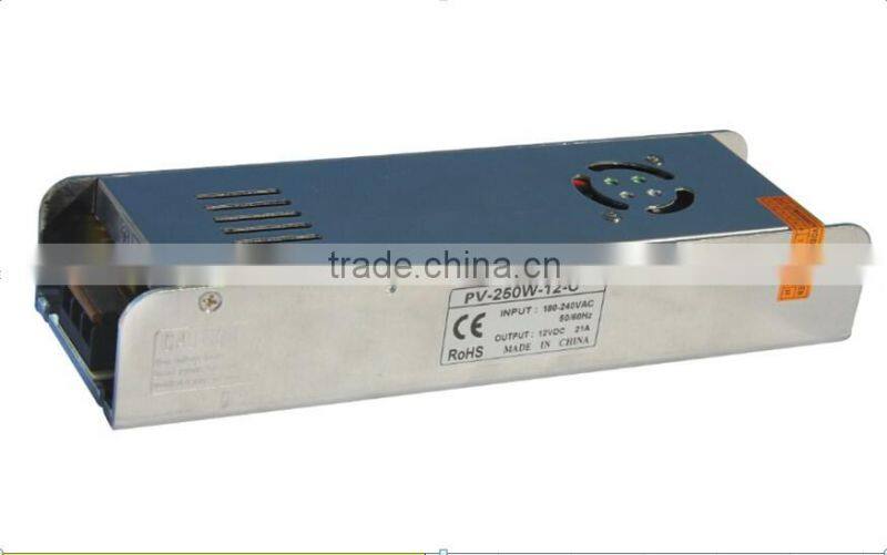 250w constant voltage12v indoor led power supply with input 170-240v