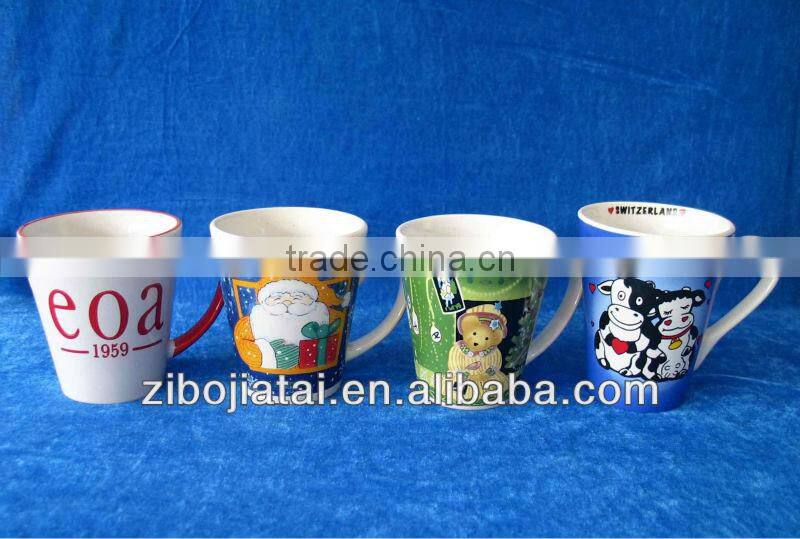 Ceramic V Shape Mug With Fruit Decal Printing