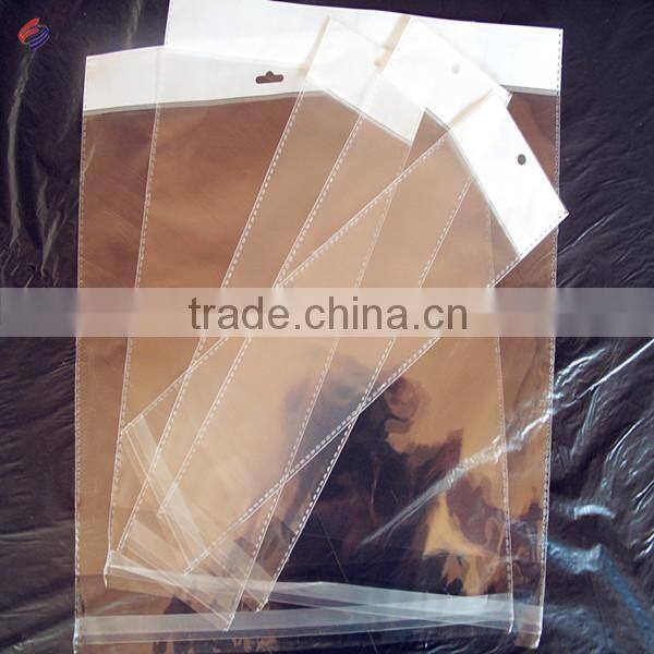 Clear opp plastic bag with header and adhesive flap