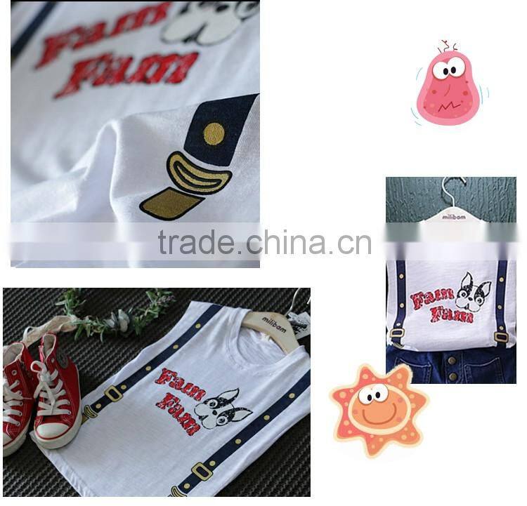 2016 China Fancy Cartoon Pattern Fashion False Straps Breathable Children Sleeveless T-shirt