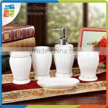 Solid Embossed Ceramic Bathroom Accessory Set