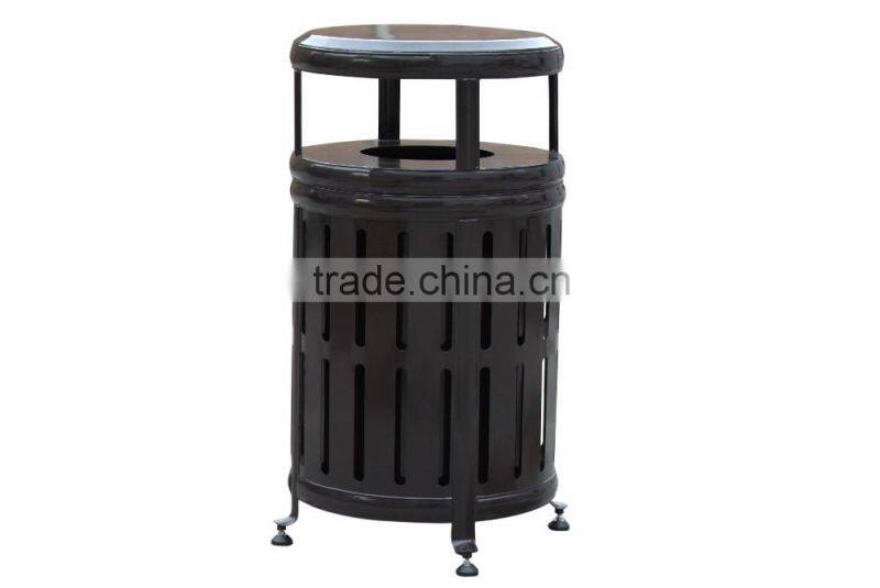 BS01c Arlau durable single outdoor metal trash bin with Ashtray