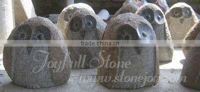Carved Stone Owls, river stone owls