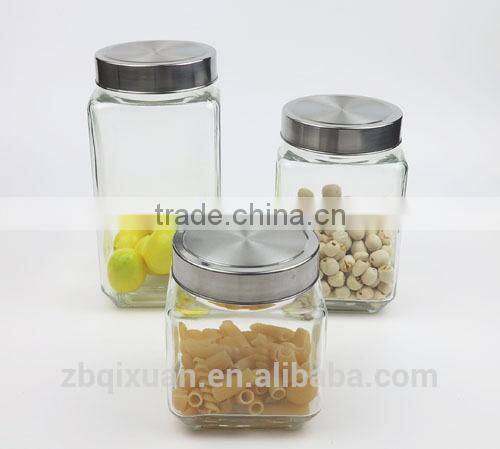 500ml SQUARE GLASS STORAGE JAR WITH METAL LID