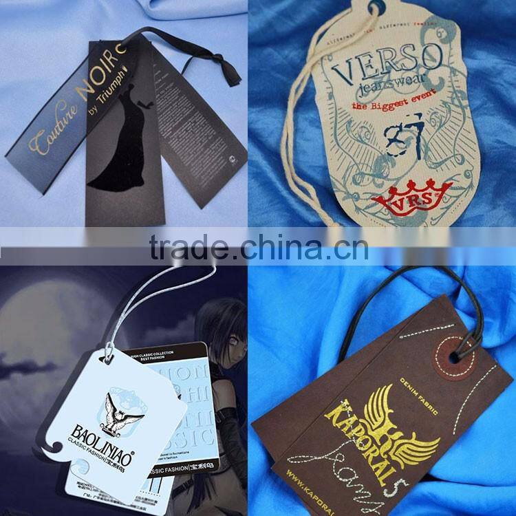 China factory custom own logo fashion jeans garment paper hang tags, paper ticket, swing tag