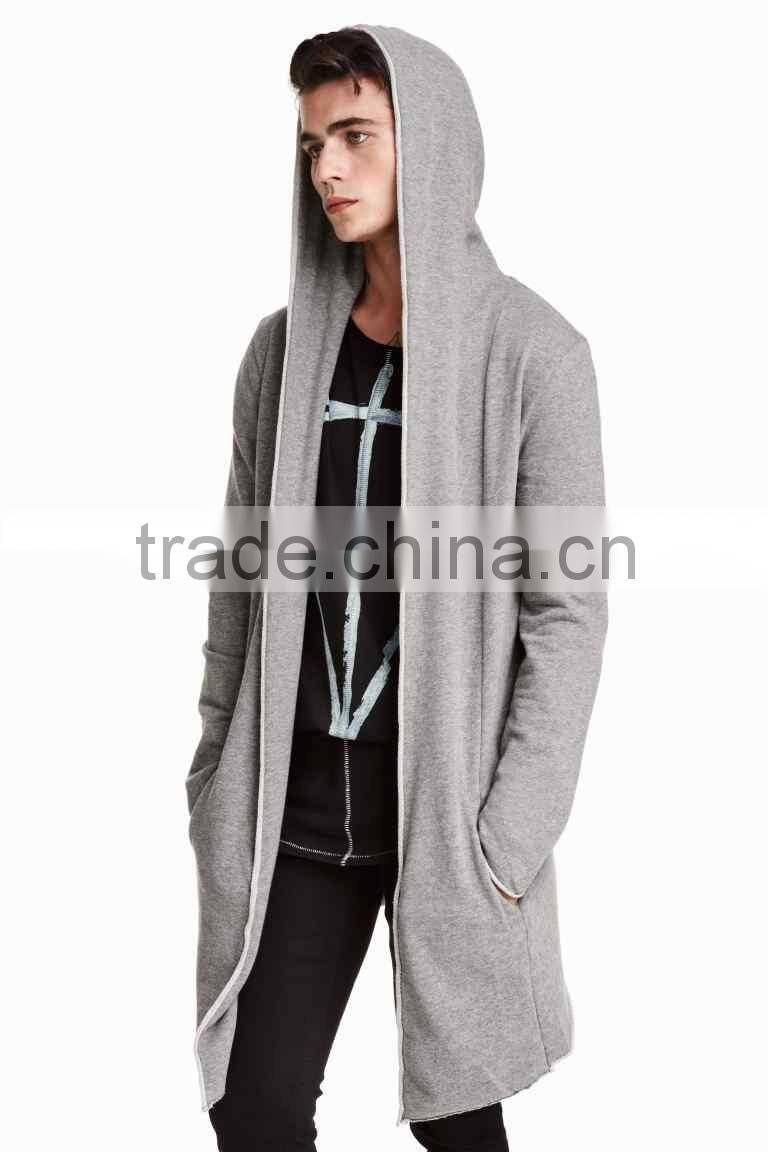 men's long sleeve cardigan with hat knitted sweater with hidden pocket