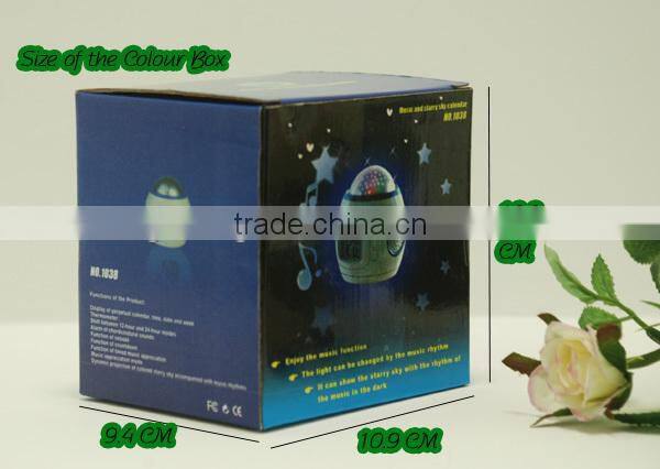 Music and starry sky Calendar. 2014Star Sky Music Projection Night light with Alarm Clock.