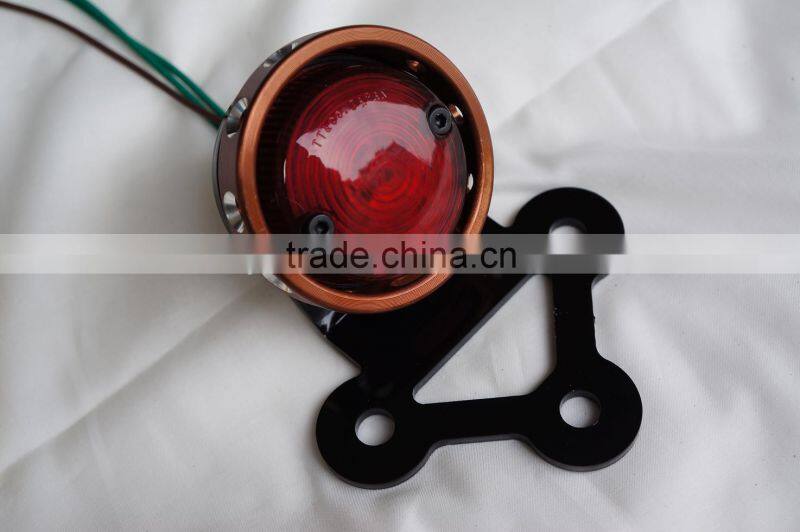 MOTORCYC ROUND "STOP" LED TAIL LIGHT & BRACKET 12v VINTAGE LUCAS STYLE for HARLEY BOBBER CAFE