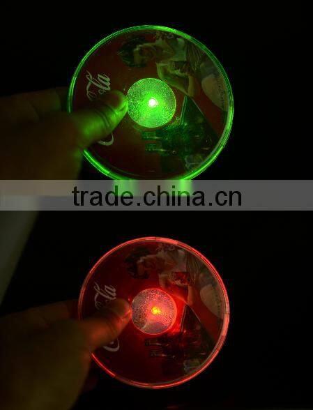 High quality colorful LED flash coaster /flash frink coaster/led flash bottle coaster