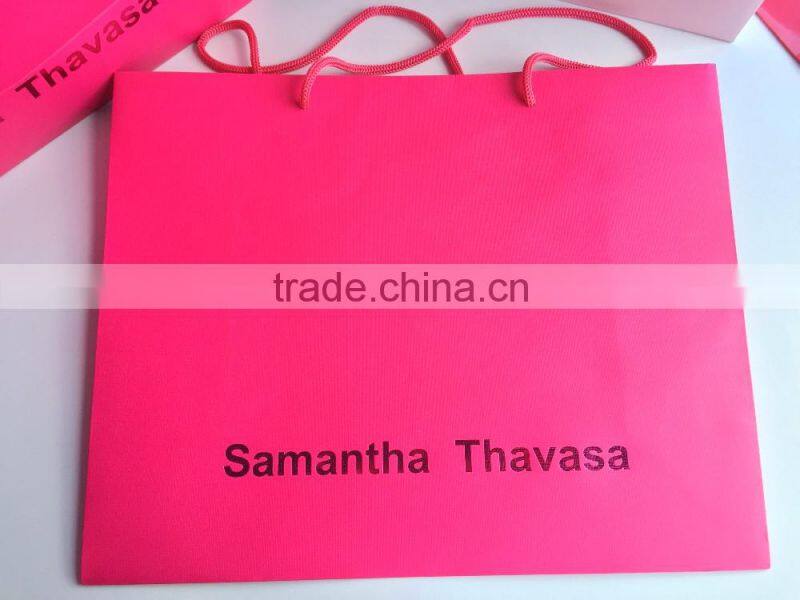 beuatiful purple flowers gift paper Packaging Bag shopping paper bag with handlle for shopping