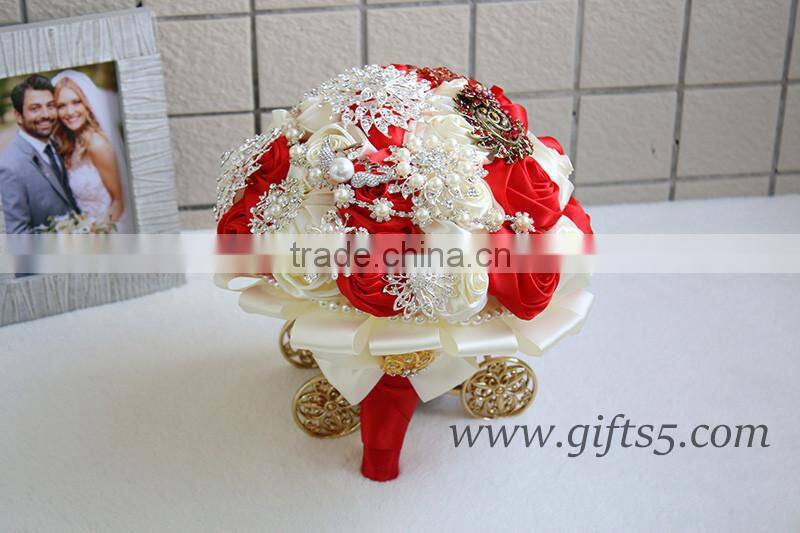 Gorgeous red wedding bouquet crystal bouquet jewelry
